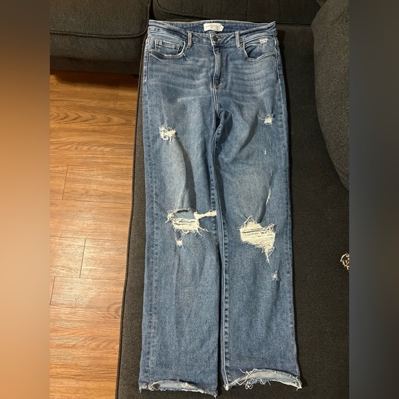 Carly Jean Chrissy Boyfriend Jeans Sz 7 Medium Wash Distressed Cuffed relaxed - Picture 12 of 13